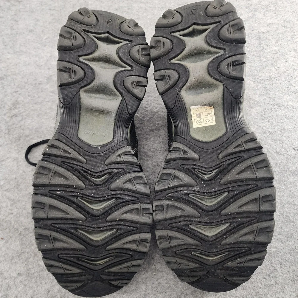 Skechers Afterburn M Fit Black Leather Mesh Trail Walking Sneakers Mens 14 EWW